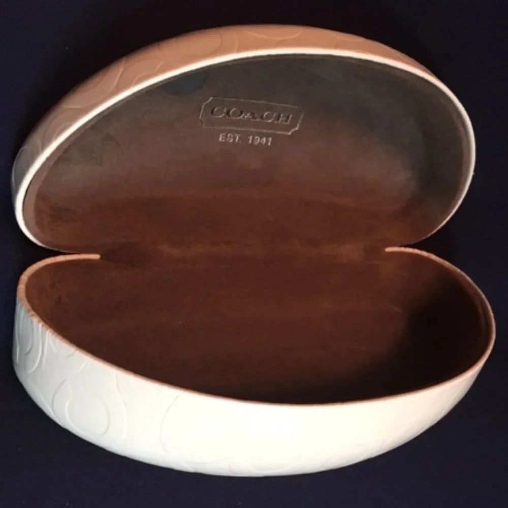 Coach Sunglass Eyeglass Case Ivory White Hard Clam Shell